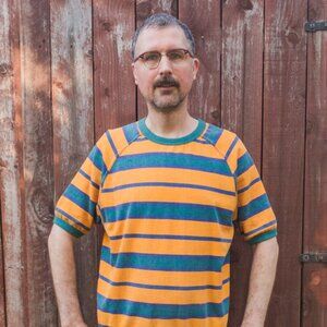 BDG Urban Outfitters tshirt ribbed short sleeve striped retro vintage 80s 90s